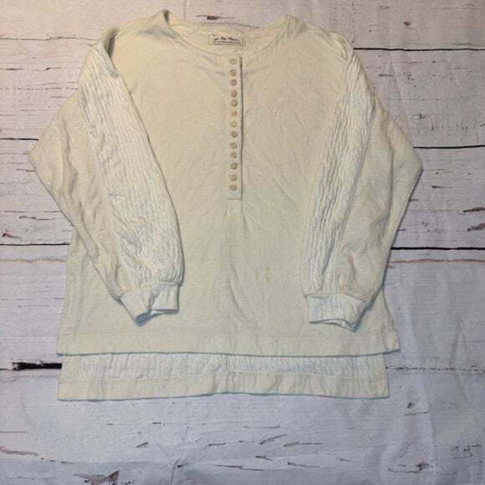 Free People We The Free Long Sleeve Henley – Cream – Size S Oversized Boho Beach